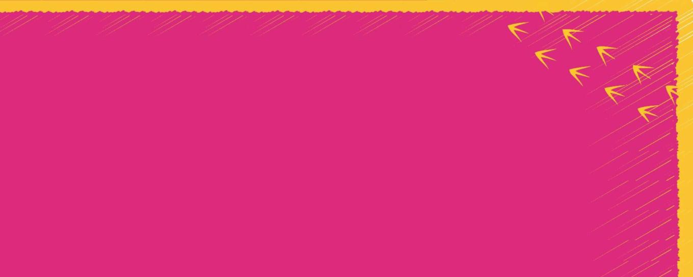 A pink flag with a yellow border and pattern in the top right hand corner
