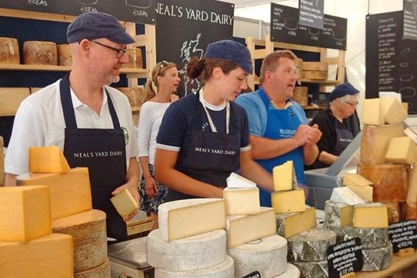 Mrs Kirkham's Lancashire Cheese selling their products at a food market