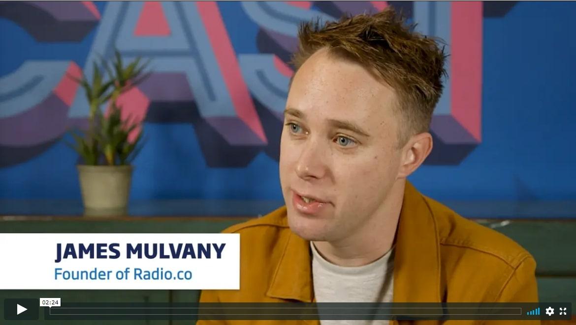 A screenshot of the video of James Mulvany, the founder of Radio.co