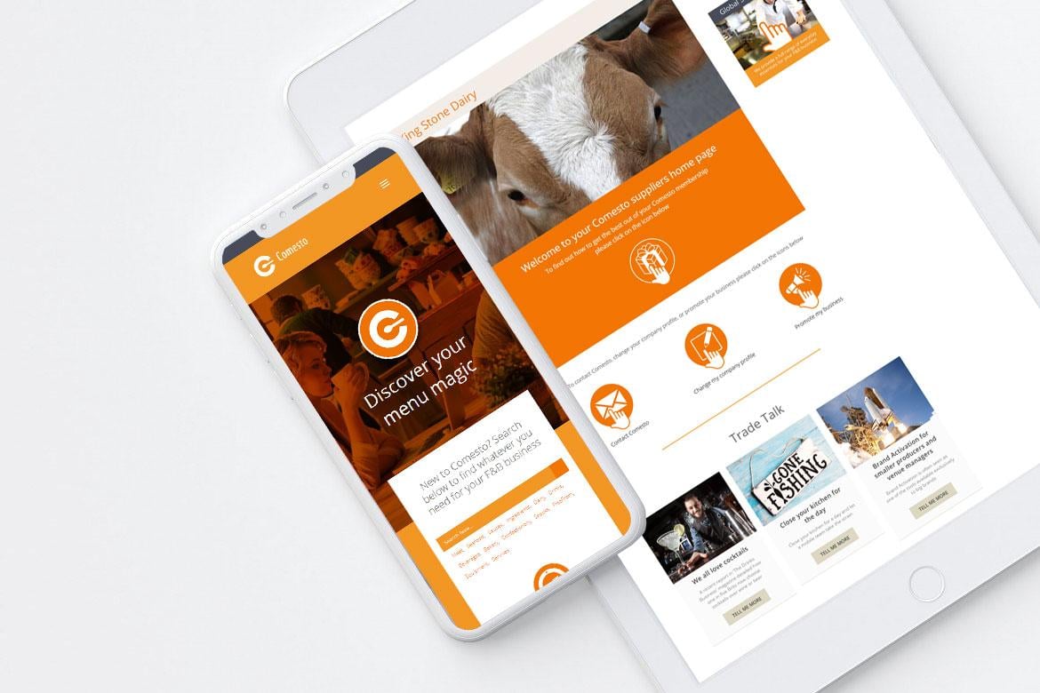 A iPad and smartphone displaying the Comesto website