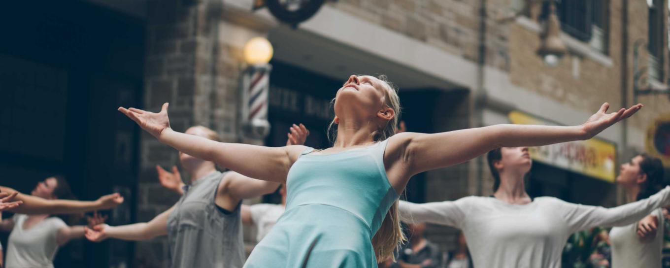 A group of dancers from Synergy Dance in a dance fitness programme