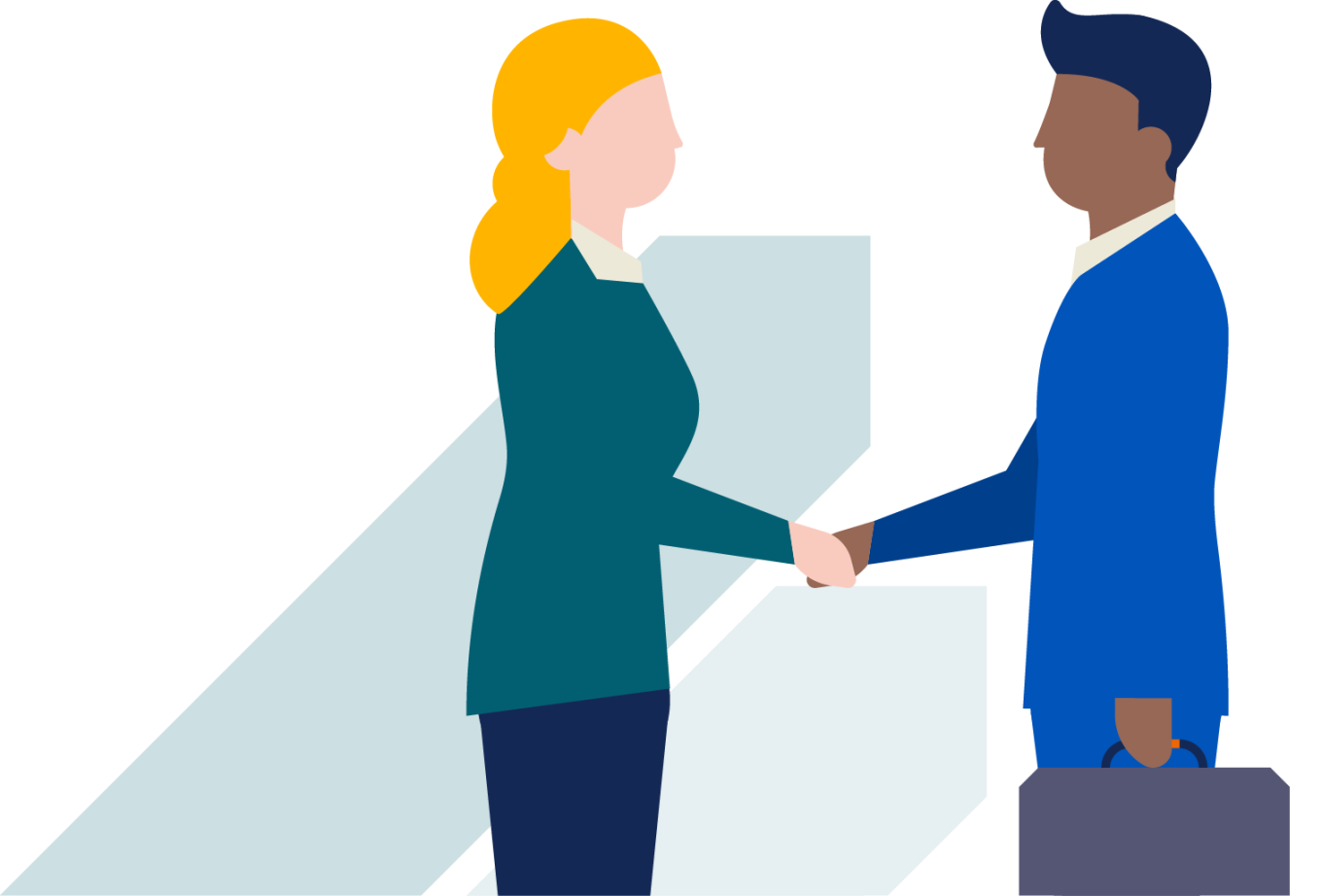 Illustration of a man and woman shaking hands
