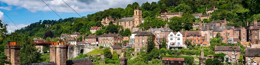 Panoramic view of Ironbridge, a small town in Shropshire