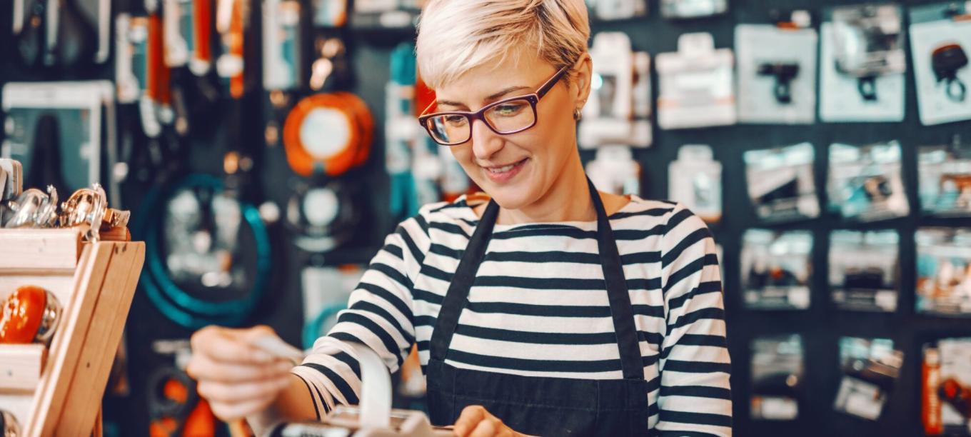 A female working at a cash register