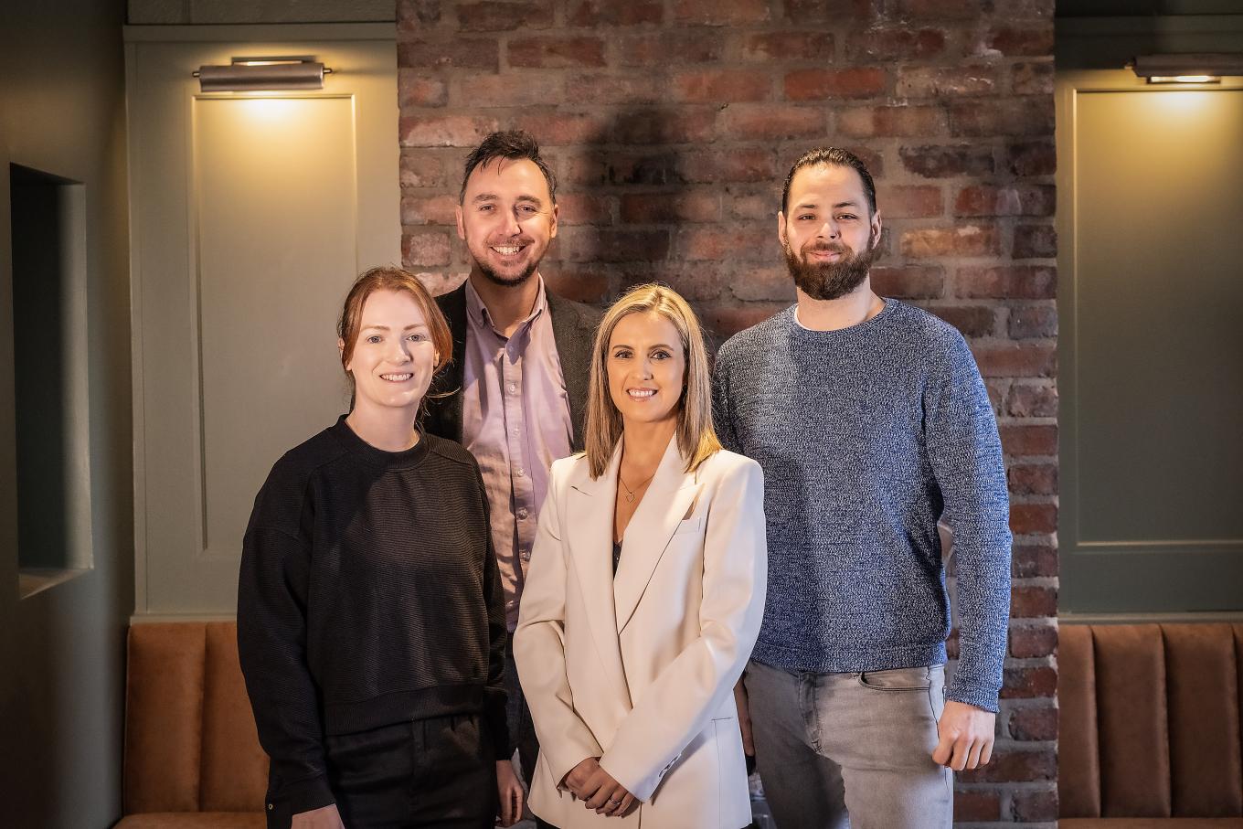 Photo of Bucks Head owners Alex Greene and Bronagh McCormick with Una Warnock from Whiterock and Mark Sterritt from British Business Bank