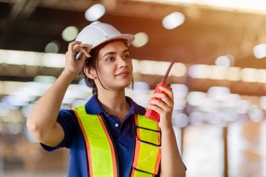 Female foreman on factory floor